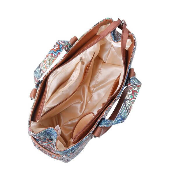 Multicolour Printed Women Tote Bag – Hand Crafted Fabric Handbags, Satchel Purse - Picture 5 of 10